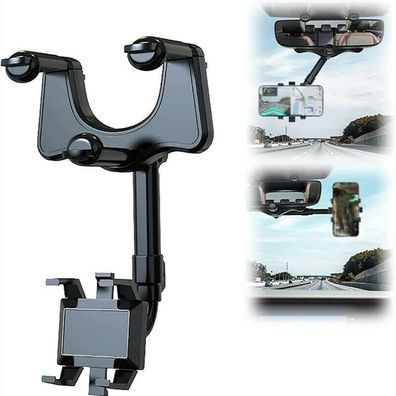 360Â° Rotatable And Retractable Car Phone Holder Multifunctional Rearview Mirror