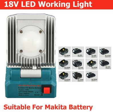 Led Arbeitsleuchte Fur Makita Akku Werkstattlampe 14.4/18V Strahler Taschenlampe