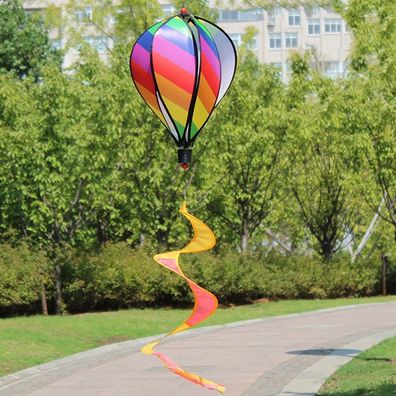3 Stuck Bunte Windspiel Ballon Windrad Heissluftballon Mit Fliessenden Schwanz