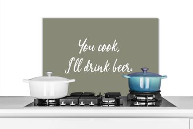 Spritzschutz Küchenrückwand - 60x40 cm Sprichwörter - Zitate - Du kochst, ich trinke