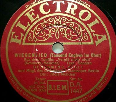 Benjamino GIGLI "Tausend Englein im Chor / Vergiß mein nicht" Electrola 1935 10"