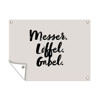 Outdoor-Poster Gartenposter 40x30 cm Messer Löffel Gabel - Sprichwörter - Zitate