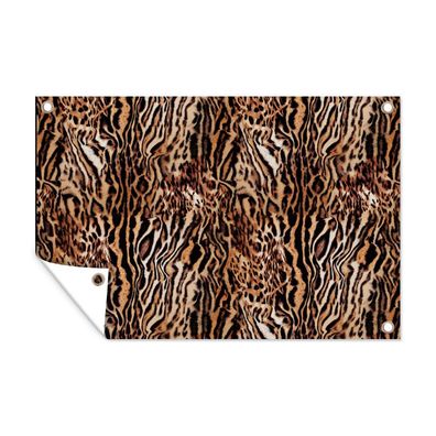 Outdoor-Poster Gartenposter 90x60 cm Tiger - Tiermuster - Design (Gr. 90x60 cm)