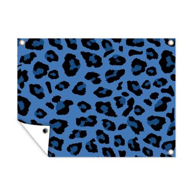 Outdoor-Poster Gartenposter 40x30 cm Tiermuster - Blau - Panther (Gr. 40x30 cm)