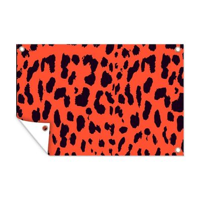 Outdoor-Poster Gartenposter 60x40 cm Tierprint - Panther - Rot - Schwarz