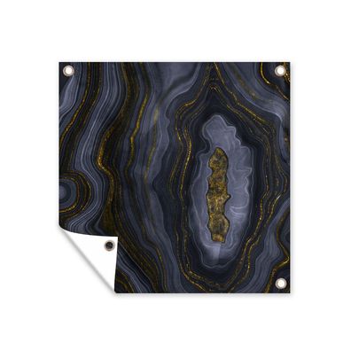 Outdoor-Poster Gartenposter 100x100 cm Geode - Achat - Schwarz &amp; Gold