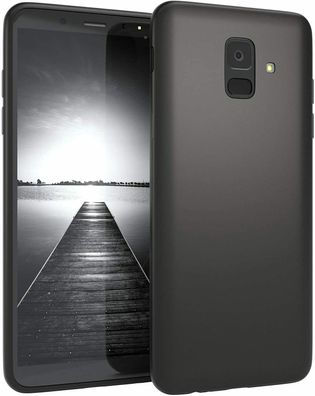 V-DESIGN Samsung Galaxy A6 Silikon Hülle Cover Bumper Schutzhülle Schwarz Matt