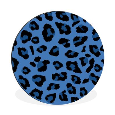 Wandbild Runde Bilder 90x90 cm Tierprint - Blau - Panther (Gr. 90x90 cm)