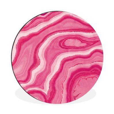 Wandbild Runde Bilder 90x90 cm Rosa - Geode - Achatstein - Edelsteine (Gr. 90x90 cm)