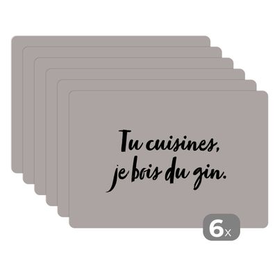 Placemats Tischset 6-teilig 45x30 cm Sprichwörter - Tu cuisines, je bois du gin - Z