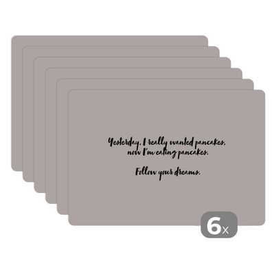 Placemats Tischset 6-teilig 45x30 cm Zitate - Pfannkuchen - Sprichwörter - Folge de