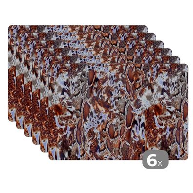 Placemats Tischset 6-teilig 45x30 cm Tierdruck - Tiger - Tiere (Gr. 45x30 cm)