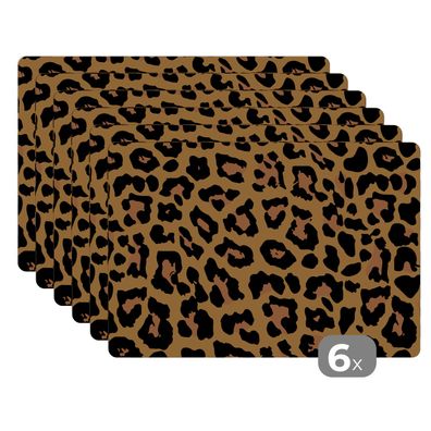 Placemats Tischset 6-teilig 45x30 cm Panther Druck - Tiere - Braun (Gr. 45x30 cm)