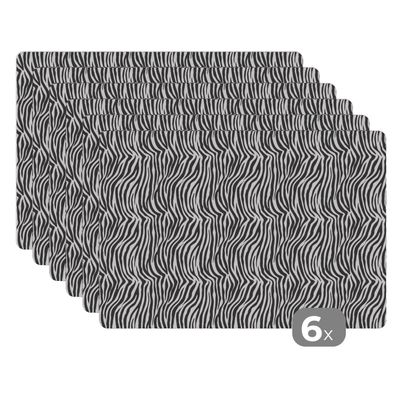 Placemats Tischset 6-teilig 45x30 cm Tiermuster - Zebra - Schwarz - Weiß