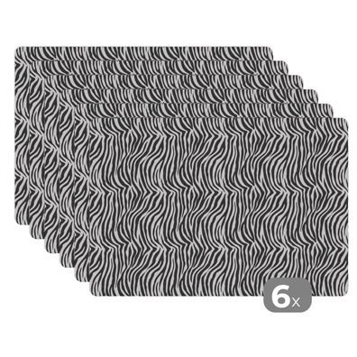 Placemats Tischset 6-teilig 45x30 cm Tiermuster - Zebra - Schwarz - Weiß
