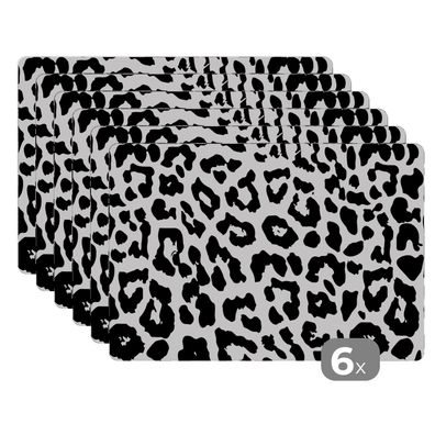 Placemats Tischset 6-teilig 45x30 cm Design - Tiermuster - Schwarz - Weiß