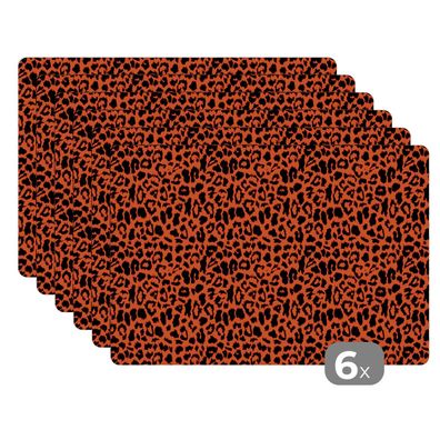 Placemats Tischset 6-teilig 45x30 cm Tiermuster - Rot - Panther (Gr. 45x30 cm)