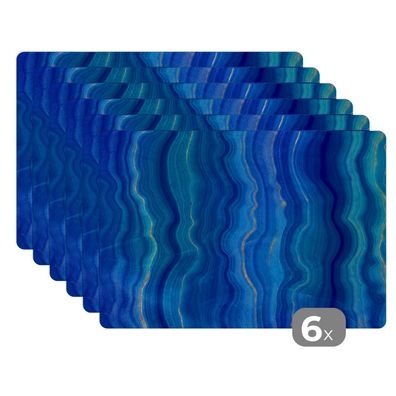 Placemats Tischset 6-teilig 45x30 cm Achat-Geode - Edelsteine - Blau (Gr. 45x30 cm)