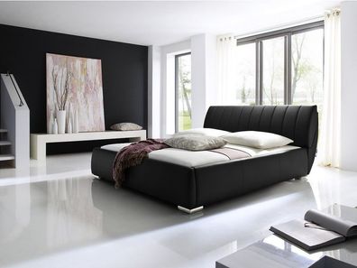 Polsterbett Bern 180x200 cm; Farbe: Schwarz mit Bettkasten + Lattenroste