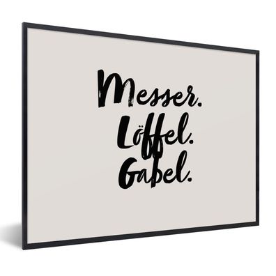 Poster Bilder - 80x60 cm Messer Löffel Gabel - Sprichwörter - Zitate (Gr. 80x60 cm)