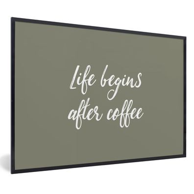 Poster Bilder - 120x80 cm Zitate - Sprichwörter - Das Leben beginnt nach dem Kaffee -