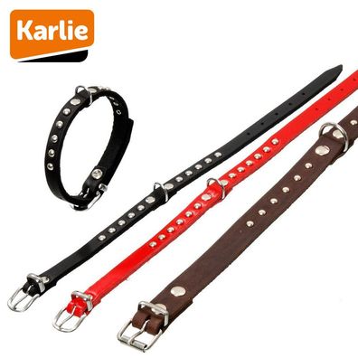 Karlie Leder-Halsband RONDO - Länge 24-47 cm - Vollleder genietet Hundehalsband