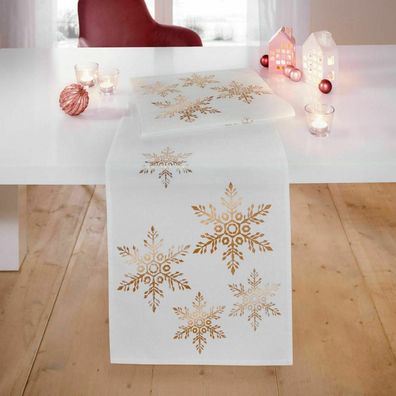 Tischläufer 40 x 140 cm Tischdecke Weihnachten Weihnachtsdeko creme gold