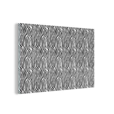 Glasbild Glasfoto Wandbild 60x40 cm Tiermuster - Zebra - Schwarz - Weiß
