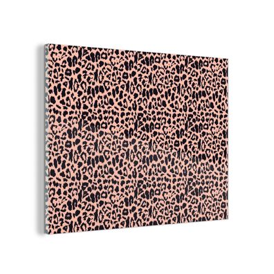 Glasbild Glasfoto Wandbild 80x60 cm Leopardenmuster - Rosa - Tiere (Gr. 80x60 cm)