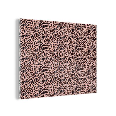 Glasbild Glasfoto Wandbild 80x60 cm Leopardenmuster - Rosa - Tiere (Gr. 80x60 cm)