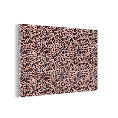 Glasbild Glasfoto Wandbild 90x60 cm Leopardenmuster - Rosa - Tiere (Gr. 90x60 cm)