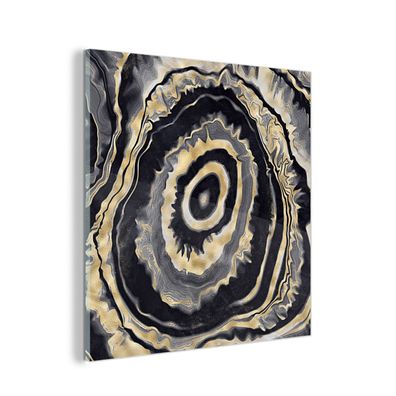 Glasbild Glasfoto Wandbild 50x50 cm Achat - Gold - Geodestin - Marmor (Gr. 50x50 cm)