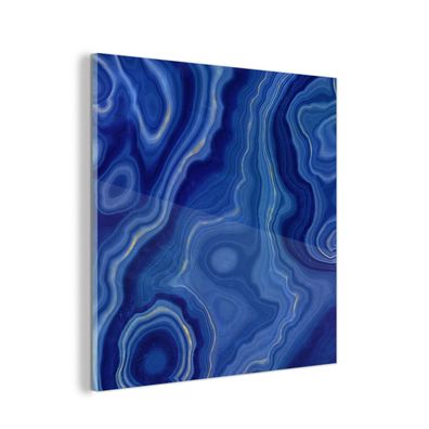 Glasbild Glasfoto Wandbild 50x50 cm Blau - Achat - Steine (Gr. 50x50 cm)