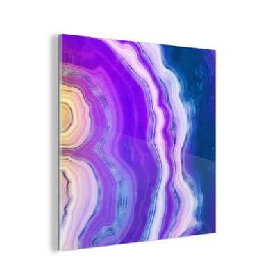 Glasbild Glasfoto Wandbild 50x50 cm Neon - Achat - Edelstein-Mix (Gr. 50x50 cm)