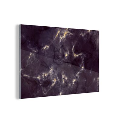 Glasbild Glasfoto Wandbild 90x60 cm Gold - Edelsteine - Achatstein - Geode