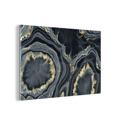 Glasbild Glasfoto Wandbild 60x40 cm Geode - Gold - Marmor - Steine (Gr. 60x40 cm)