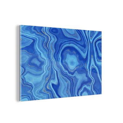 Glasbild Glasfoto Wandbild 60x40 cm Blau - Achatgeode - Steine - Marmor