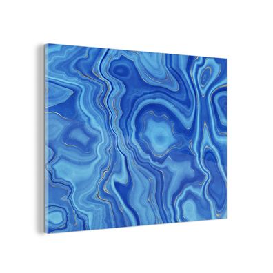 Glasbild Glasfoto Wandbild 80x60 cm Blau - Achatgeode - Steine - Marmor