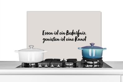 Spritzschutz Küchenrückwand - 60x40 cm Sprichwörter - Zitate - Essen ist ein Bedürfni