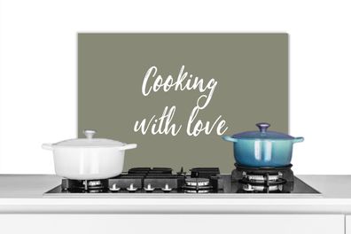 Spritzschutz Küchenrückwand - 60x40 cm Zitate - Kochen mit Liebe - Sprichwörter - Lie