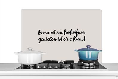 Spritzschutz Küchenrückwand - 90x60 cm Sprichwörter - Zitate - Essen ist ein Bedürfni