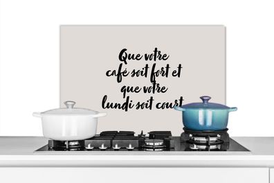 Spritzschutz Küchenrückwand - 70x50 cm Sprichwörter - Zitate - Que votre café soit fo