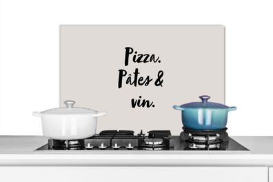 Spritzschutz Küchenrückwand - 60x40 cm Sprichwörter - Pizza, pâtes &amp; vin - Zitate