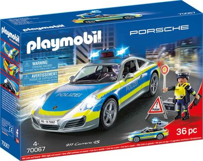 Playmobil 70067 City Action Porsche 911 Carrera 4S Polizei Figuren und Fahrzeug
