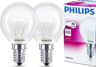 Philips Backofenlampe E14 40W Tropfenform 45mm Durchmesser Bis 300°C 2 Stück