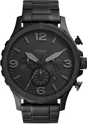 Fossil Herren-Armbanduhr JR1401 Chronograph Analog Quarz Edelstahl Schwarz 50 mm