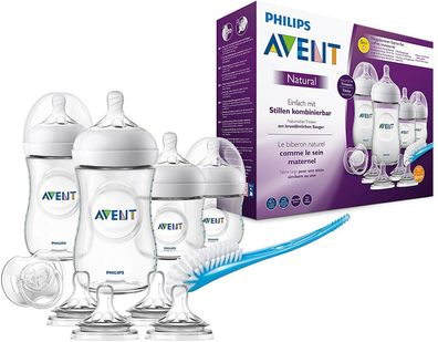 Philips Avent Natural Flaschenset SCD301/02 für Neugeborene 4 Flaschen Sauger