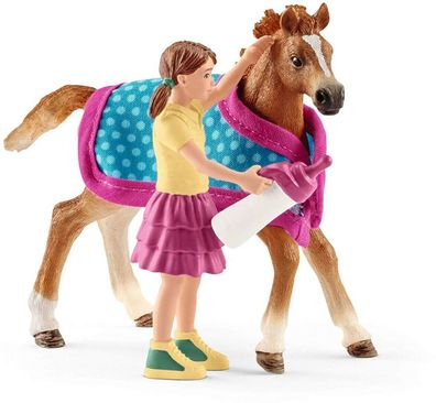 Schleich Horse Club 42361 - Fohlen mit Decke Spielfigur Mädchen Spielzeug