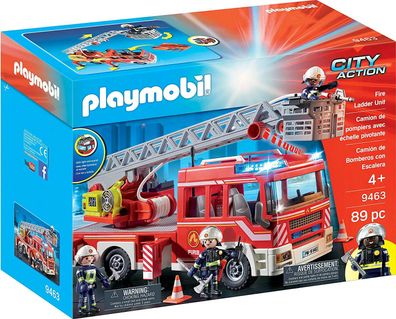 0Playmobil City Action 9463 - Spielzeug-Feuerwehr-Leiterfahrzeug Feuerwehrauto
