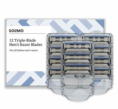 Solimo 3-fach-Klingen für Herrenrasierer Komfortklingen Ersatzklingen 12er Pack